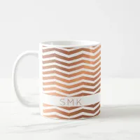 Girly Copper Rose Gold White Chevron Monogram Coffee Mug