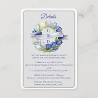Elegant Watercolor Tulip Wreath Wedding Blue Ivory Enclosure Card