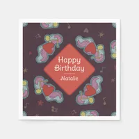 Music Lover Doodles Theme Birthday Party Red Napkins