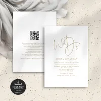 Minimalist We Do Gold Script QR Code Wedding Invitation