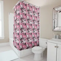 Pink Vintage Alice Teatime Shower Curtain