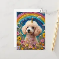 Adorable Poodle Unicorn Postcard