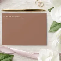 Minimalist Soft Brown Return Name Address Wedding Envelope