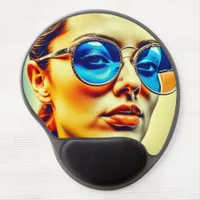 Pretty Lady with Blue Sunglasses with Reflection Gel Mouse Pad