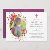 Aquarelle Wildflower Baptism or Christening Invitation