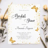 Bridal Shower white gold butterfly budget invite Flyer