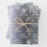 Christmas silver glitter wrapping paper sheets