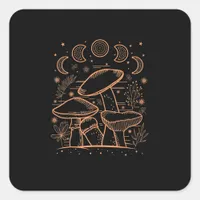 Goblincore Aesthetic Mushroom Fungi Academia Square Sticker