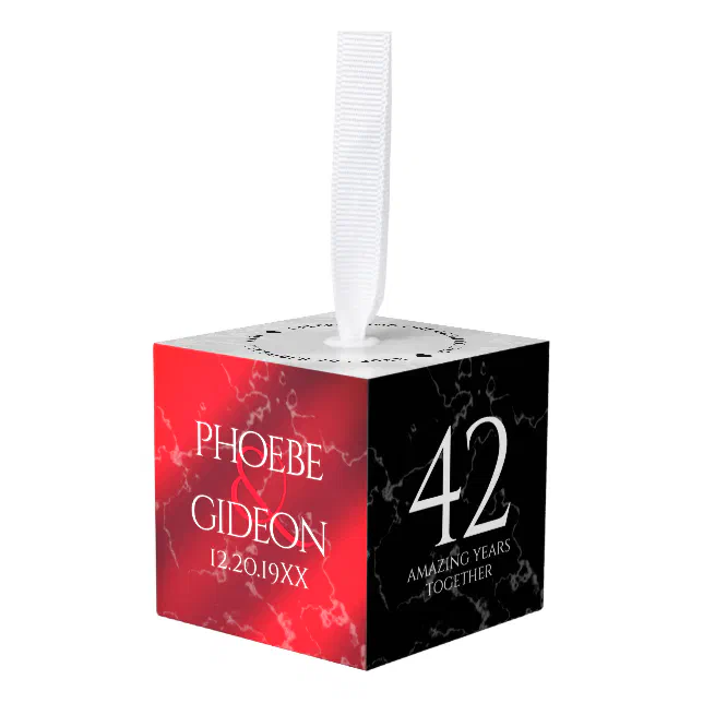 Elegant 42nd Jasper Wedding Anniversary Cube Ornament