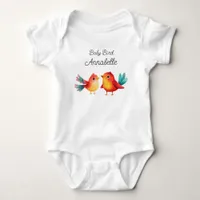 Bird-Themed Baby Shower Cute Watercolor Baby Bodysuit