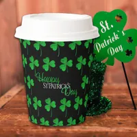 Green Sparkly Shamrocks Happy St Patrick’s Day Paper Cups