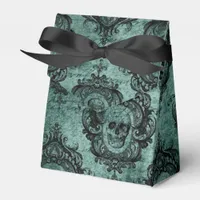 Antique Victorian Teal and Black Skull Pattern Favor Boxes