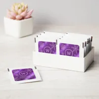 Festive Purple Foil Snowflakes Monogram Name Hand Sanitizer Packet