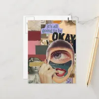 It's Going to be Okay Mixed Media Collage  Postcard