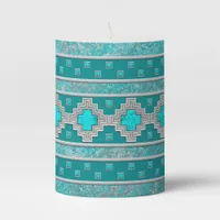 Southwest Turquoise Pillar Candle