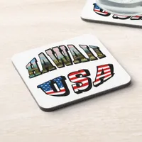Thumbnail for Hawaii Picture and USA Flag Text Drink Coaster
