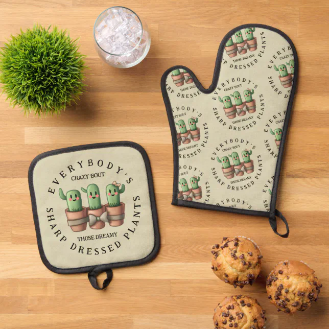 Funny Cacti Everybody's Crazy 'Bout Sharp ... Oven Mitt & Pot Holder Set