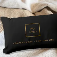 Business logo black gold elegant lumbar pillow