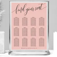 Soft Coral Pink Simple Wedding Seating Chart