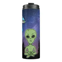 Alien and UfO on Starry Night   Thermal Tumbler