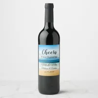 Cheers Ocean Sunset Beach Themed Wine Label