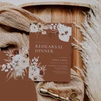 Terracotta Boho Pampas Rehearsal Dinner Invitation