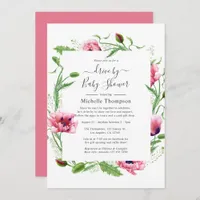 Watercolor Pink Poppies Wedding Invitation