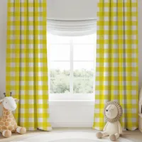 Bright Yellow And White Buffalo Plaid Checkered Blackout Curtains