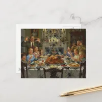 Thanksgiving Horror Spiders Invide the Table Postcard
