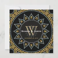 Glitterati Sunflower Black Gold Wedding Invitation