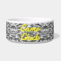 Girly Camouflage Black & White Monogram Yellow | Bowl