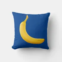 Yellow Banana on Blue Throw Pillow