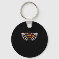 Creep It Real Skeleton Heart Hands Design Keychain
