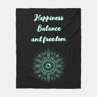 Monogram Dark Green Evil Eye Symbol on black | Fleece Blanket