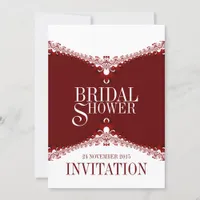 Red White Elegant Lace Bridal Shower Invitations