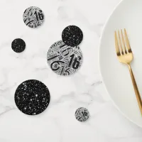 Sweet Sixteen Sparkle Word Cloud Black/White ID265 Confetti