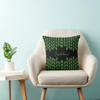 Neon green leaves - fractal art, custom  throw pillow