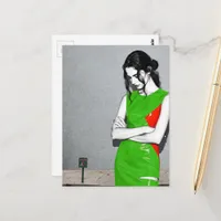 Woman in a Green Dress Postcard
