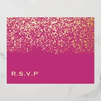 Magenta and Gold Foil Wedding RSVP Card