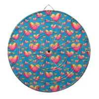 Multicolored Watercolor Hearts Dart Board