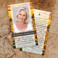 Sunflowers Funeral Memorial Prayer Card