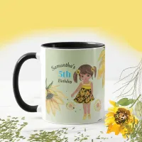 Sunflower Watercolor Fifth Girl Birthday Mug