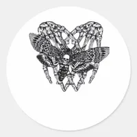 Deathshead Moth Classic - Skeleton Hand Heart Classic Round Sticker