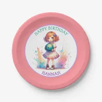 Bowling Party Girl's Anime Birthday Personalized  Paper Plates