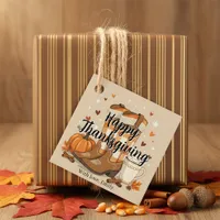 Cute Boho Cowboy Boots Pumpkin Autumn Thanksgiving Favor Tags