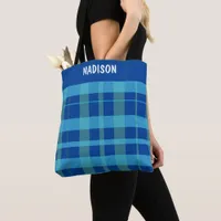 Trendy Modern plaid personalized Tote Bag