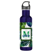 Green Leaves Philodendron Foliage Botanical Stainless Steel Water Bottle