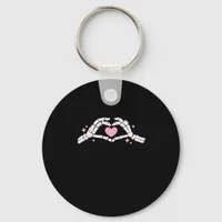 Funny Skeleton Heart Hands Creative Vibe Keychain