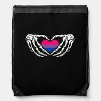 Bisexual Pride Skeleton Halloween Bi Goth Heart Cl Drawstring Bag