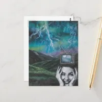 Shocking Television Woman surreal Postcard